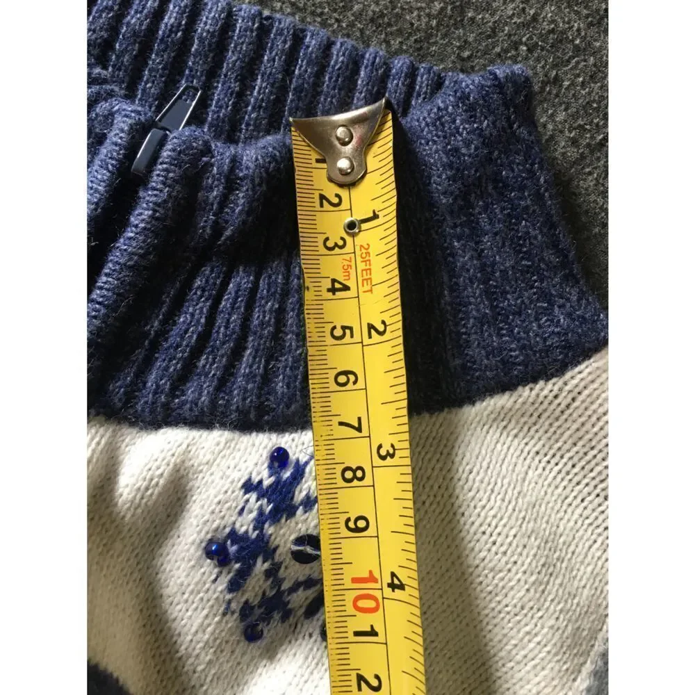 Vintage Classic Elements Christmas Front Zip Cardigan Sweater